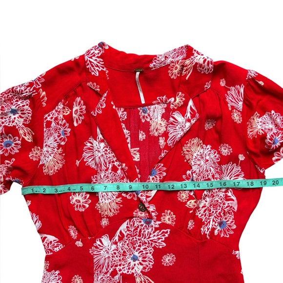 Free People Blue Hawaii Red Floral Print Mini Dress Size Large. - Picture 5 of 9